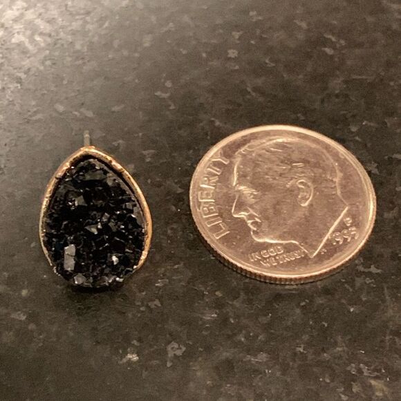 Men’s Black Galaxy Ice Faux Druzy Stud Earrings - Hip Hop Raw Edgy - Picture 5 of 6